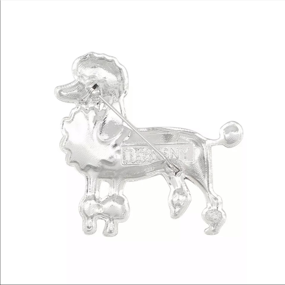 Enameled sculptured metal Poodle brooch - Picture 2 of 4